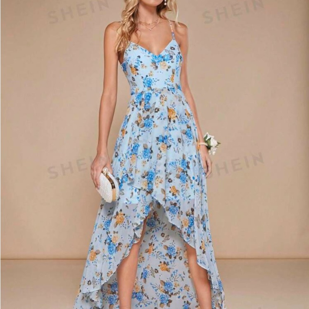 Floral print ruffle trim cami dress Large - Picture 3 of 4